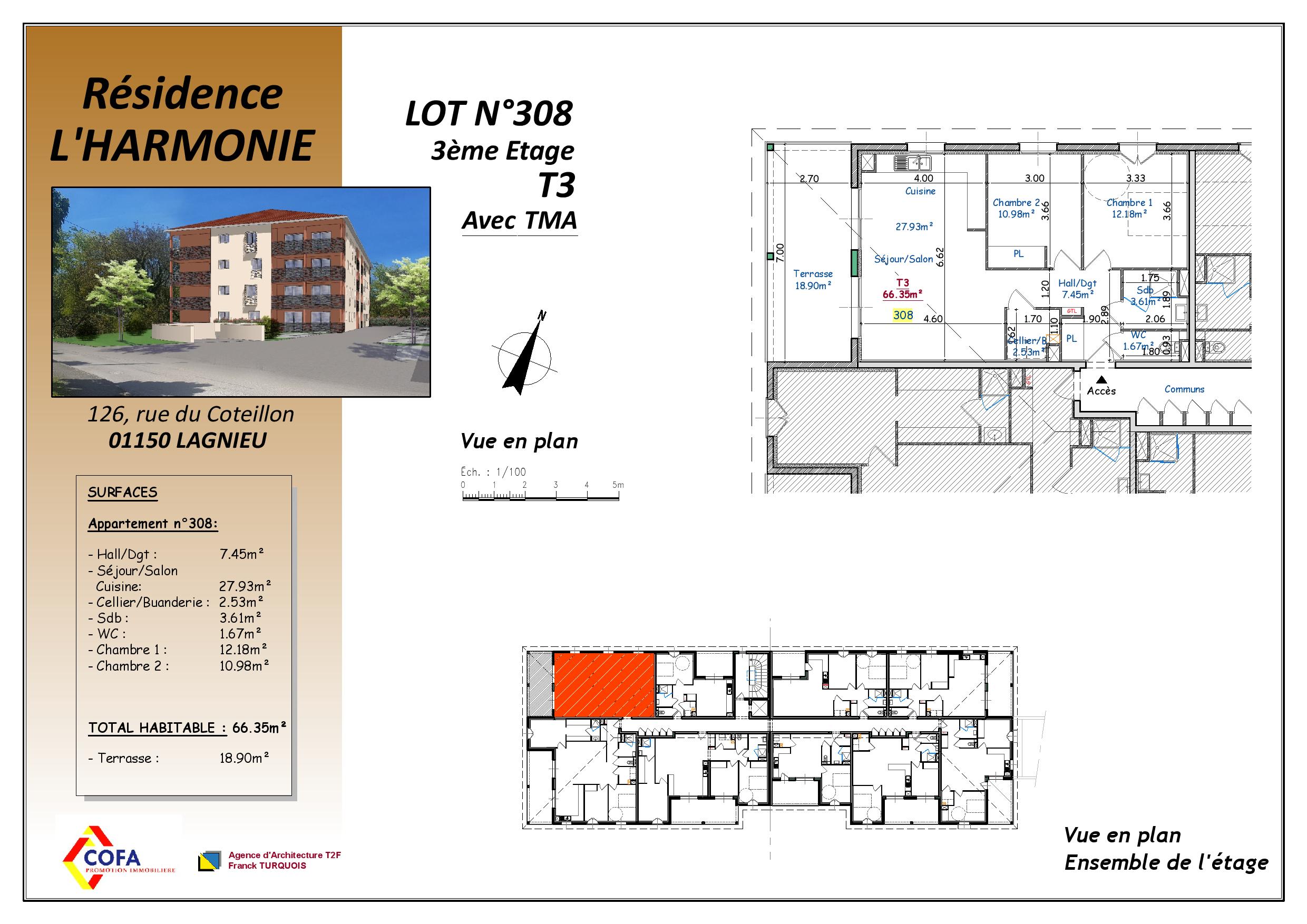 NOUVEAU à LAGNIEU  “L’ HARMONIE” Immeuble de 35 logements